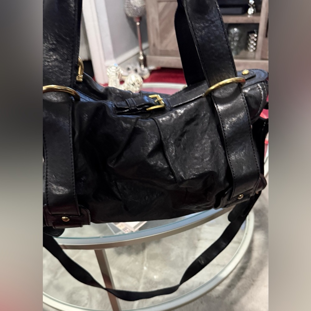 Kooba Black Leather Shoulder & Two Handle Satchel Please note:small cracking